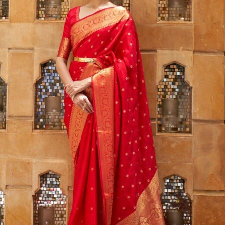 Bright Red Banarasi Saree