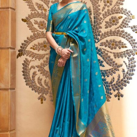 Neon Blue Kanjivaram Saree